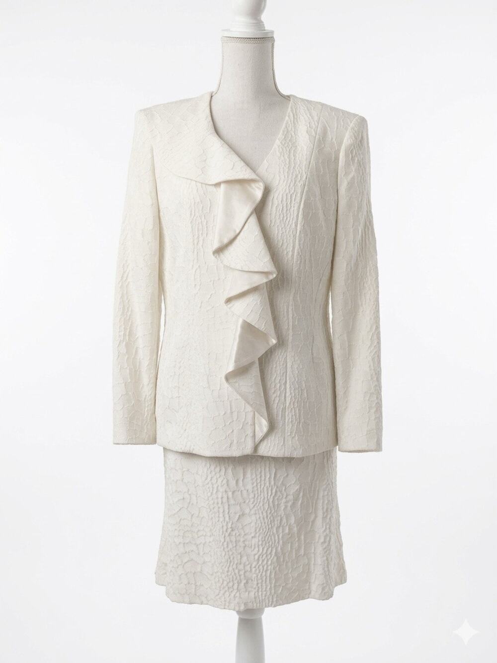 ALBERT NIPON WHITE SKIRT SUIT SZ. 12 STUNNING 2 PIECE SET